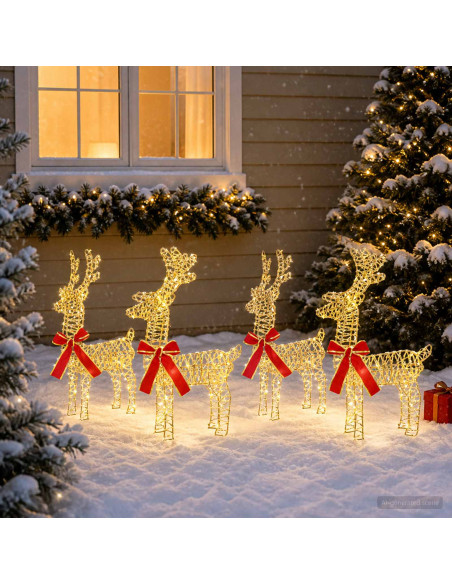 Renna di Natale 4 pz 160 LED Bianco caldo 33 x 12 x 55 cm