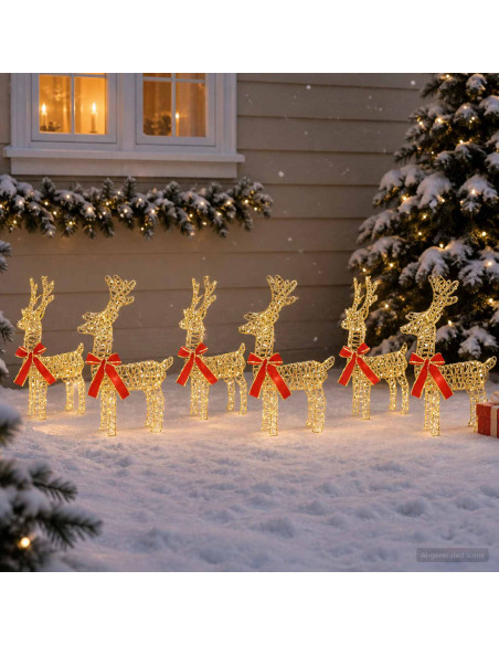 Renna di Natale 6 pz 160 LED Bianco caldo 33 x 12 x 55 cm