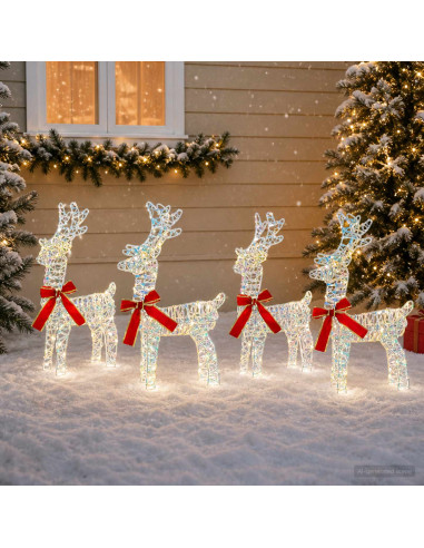 Renna di Natale 4 pz 160 LED Bianco caldo 33 x 12 x 55 cm