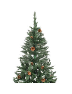 Albero di Natale Artificiale Pigne e Brillantini Bianchi 180 cm 2