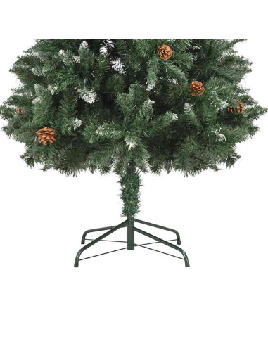 Albero di Natale Artificiale Pigne e Brillantini Bianchi 180 cm