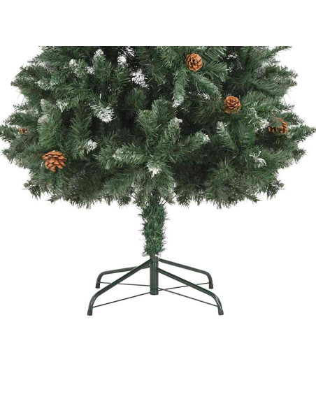 Albero di Natale Artificiale Pigne e Brillantini Bianchi 180 cm