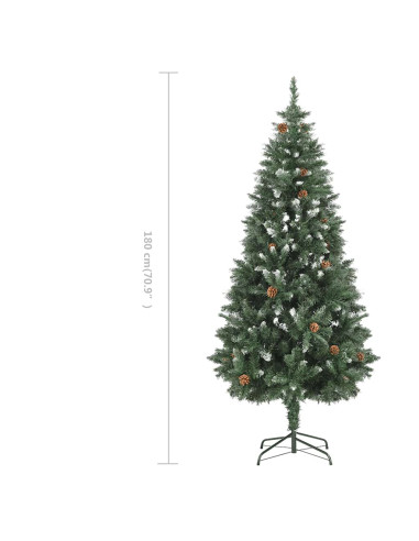 Albero di Natale Artificiale Pigne e Brillantini Bianchi 180 cm