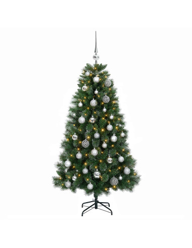 Albero di Natale artificiale con palline 120 cm 150 LED