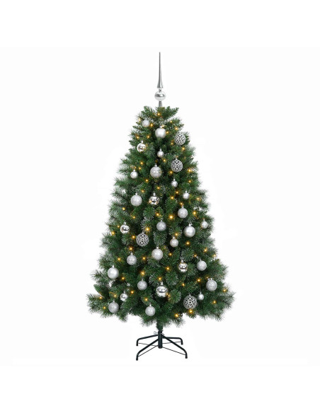Albero di Natale artificiale con palline 120 cm 150 LED