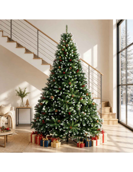 Albero di Natale Artificiale con Rami Pieghevoli 300 cm acciaio
