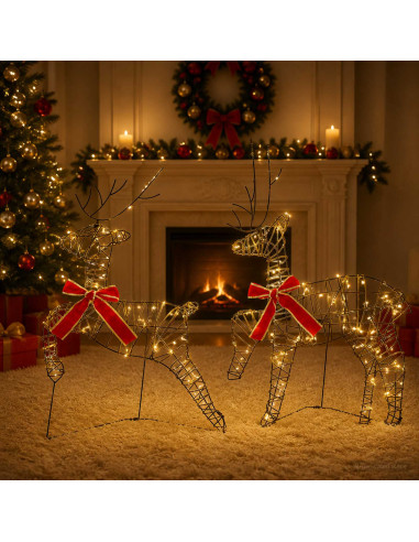 Renna di Natale 2 pz 40 LED Bianco caldo