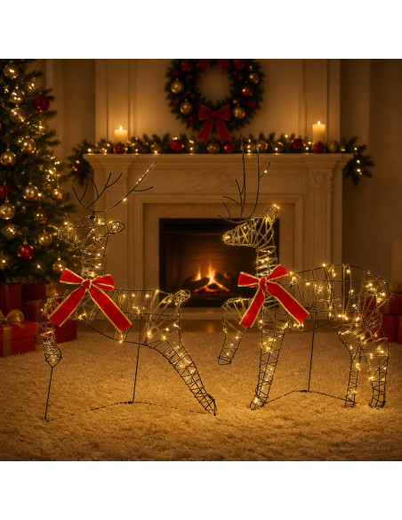 Renna di Natale 2 pz 40 LED Bianco caldo