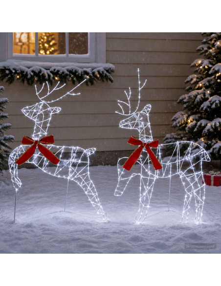Renna di Natale 2 pz 90 LED Bianco freddo