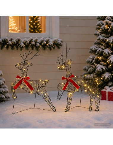 Renna di Natale 2 pz 40 LED Bianco caldo