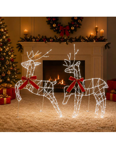 Renna di Natale 2 pz 90 LED Bianco freddo