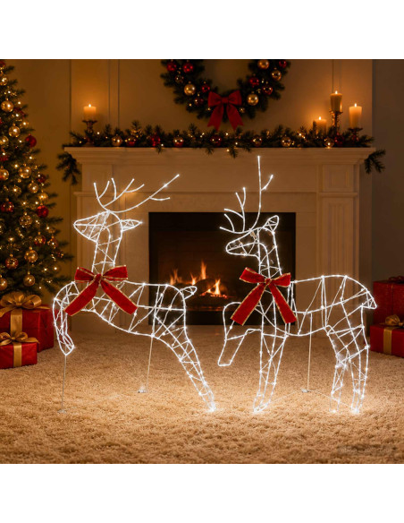 Renna di Natale 2 pz 90 LED Bianco freddo