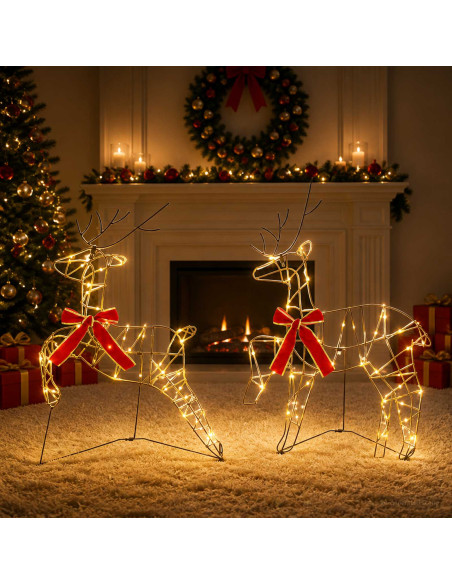 Renna di Natale 2 pz 90 LED Bianco caldo
