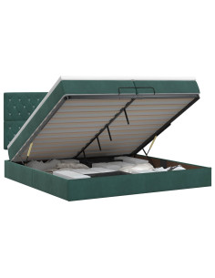 Letto ottomano con materasso Verde Scuro 200 x 200 cm Velluto