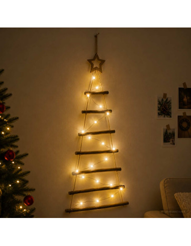 Albero di Natale appeso 90 cm 30 LED Bianco caldo