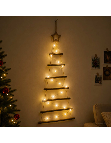 Albero di Natale appeso 90 cm 30 LED Bianco caldo