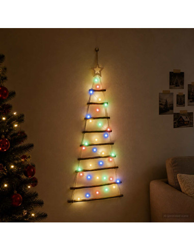 Albero di Natale appeso 120 cm 50 LED Multicolore