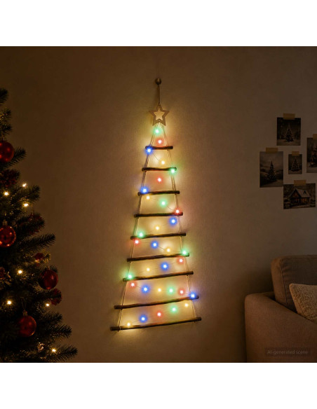 Albero di Natale appeso 120 cm 50 LED Multicolore