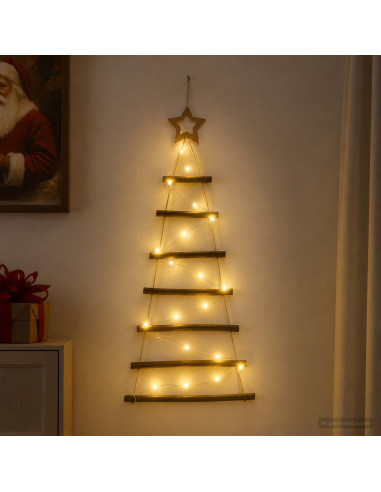 Albero di Natale appeso 90 cm 30 LED Bianco caldo