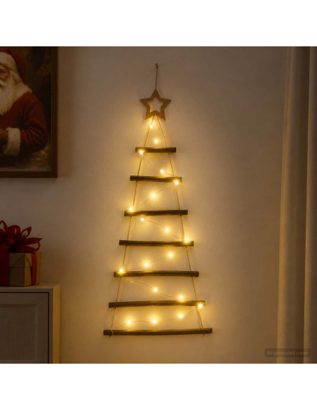 Albero di Natale appeso 90 cm 30 LED Bianco caldo