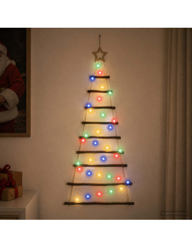 Albero di Natale appeso 120 cm 50 LED Multicolore