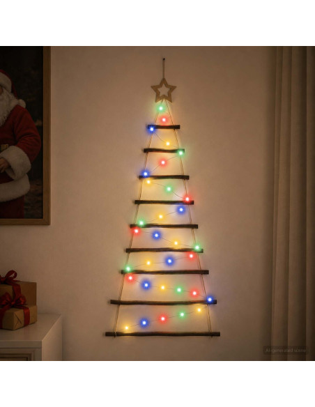 Albero di Natale appeso 120 cm 50 LED Multicolore