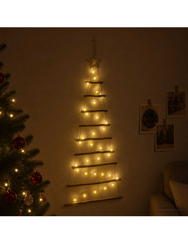 Albero di Natale appeso 120 cm 50 LED Bianco caldo