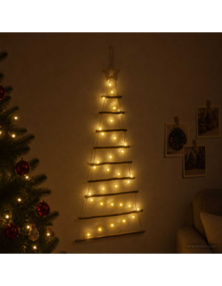 Albero di Natale appeso 120 cm 50 LED Bianco caldo