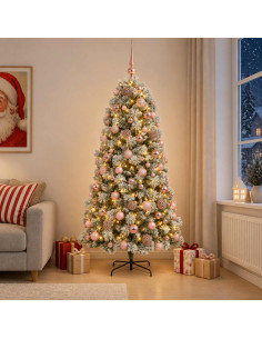 Albero di Natale artificiale con rami snodati e palline 240 cm
