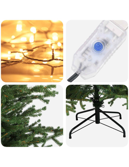 Albero di Natale Artificiale con Rami Pieghevoli 240 cm 300 LED