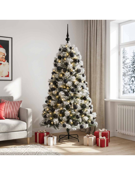 Albero di Natale artificiale con rami snodati e palline 240 cm
