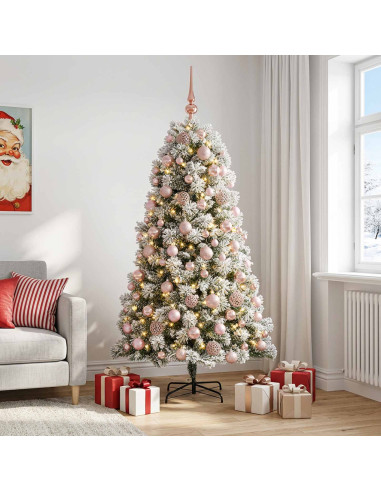 Albero di Natale artificiale con rami snodati e palline 240 cm