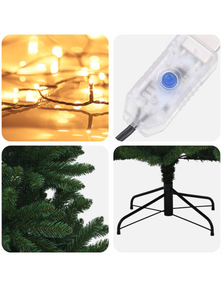 Albero di Natale Artificiale con Rami Pieghevoli 300 cm 600 LED