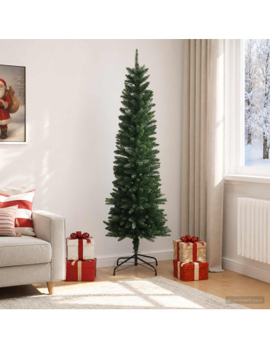 Artificial Slim Christmas Tree 210 cm PE e PVC Verde
