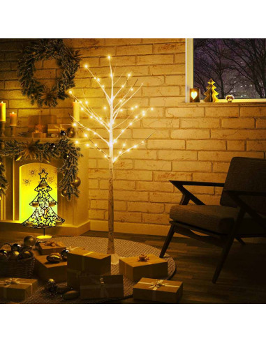 Betulla con LED Bianco Caldo 72 LED 150 cm