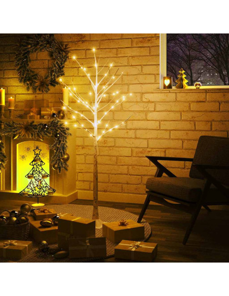 Betulla con LED Bianco Caldo 72 LED 150 cm