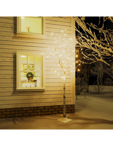 Betulla con LED Bianco Caldo 128 LED 220 cm
