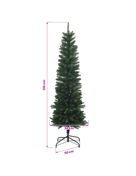 Artificial Slim Christmas Tree 210 cm PE e PVC Verde