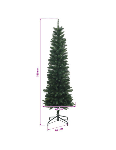 Artificial Slim Christmas Tree 150 cm PE e PVC Verde