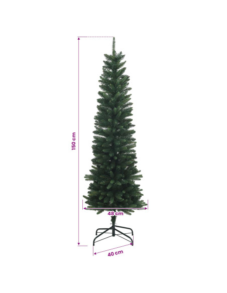 Artificial Slim Christmas Tree 150 cm PE e PVC Verde