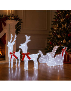 Renna di Natale 3D con slitta LOVIISA 3 pz 160 LED