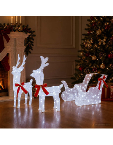 Renna di Natale 3D con slitta LOVIISA 3 pz 160 LED