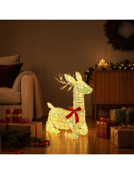 Renna di Natale 3D LOVIISA 140 LED Bianco caldo 55 x 22 x 63 cm