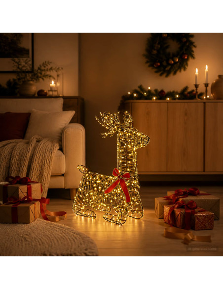 Renna di Natale 3D LOVIISA 280 LED Bianco caldo 55 x 22 x 63 cm