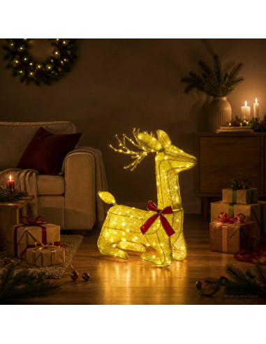 Renna di Natale 3D LOVIISA 140 LED Bianco caldo 55 x 22 x 63 cm