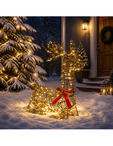 Renna di Natale 3D LOVIISA 140 LED Bianco caldo 55 x 22 x 63 cm
