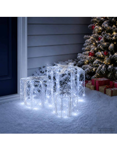 Scatola regalo di Natale illuminata 3 pz 150 LED Bianco freddo