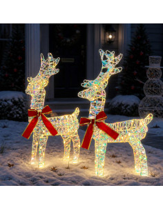 Renna di Natale 3D LOVIISA 2 pz 80 LED Bianco caldo