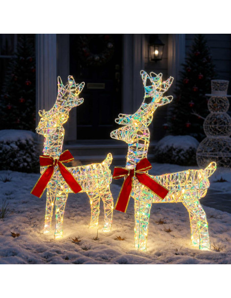 Renna di Natale 3D LOVIISA 2 pz 80 LED Bianco caldo
