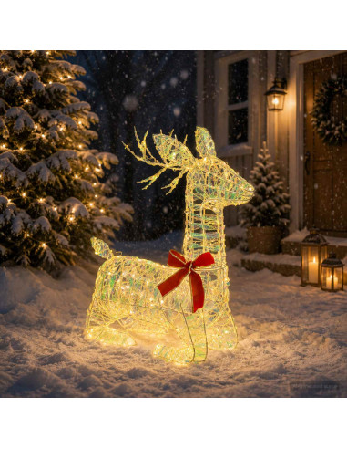 Renna di Natale 3D LOVIISA 140 LED Bianco caldo 55 x 22 x 63 cm